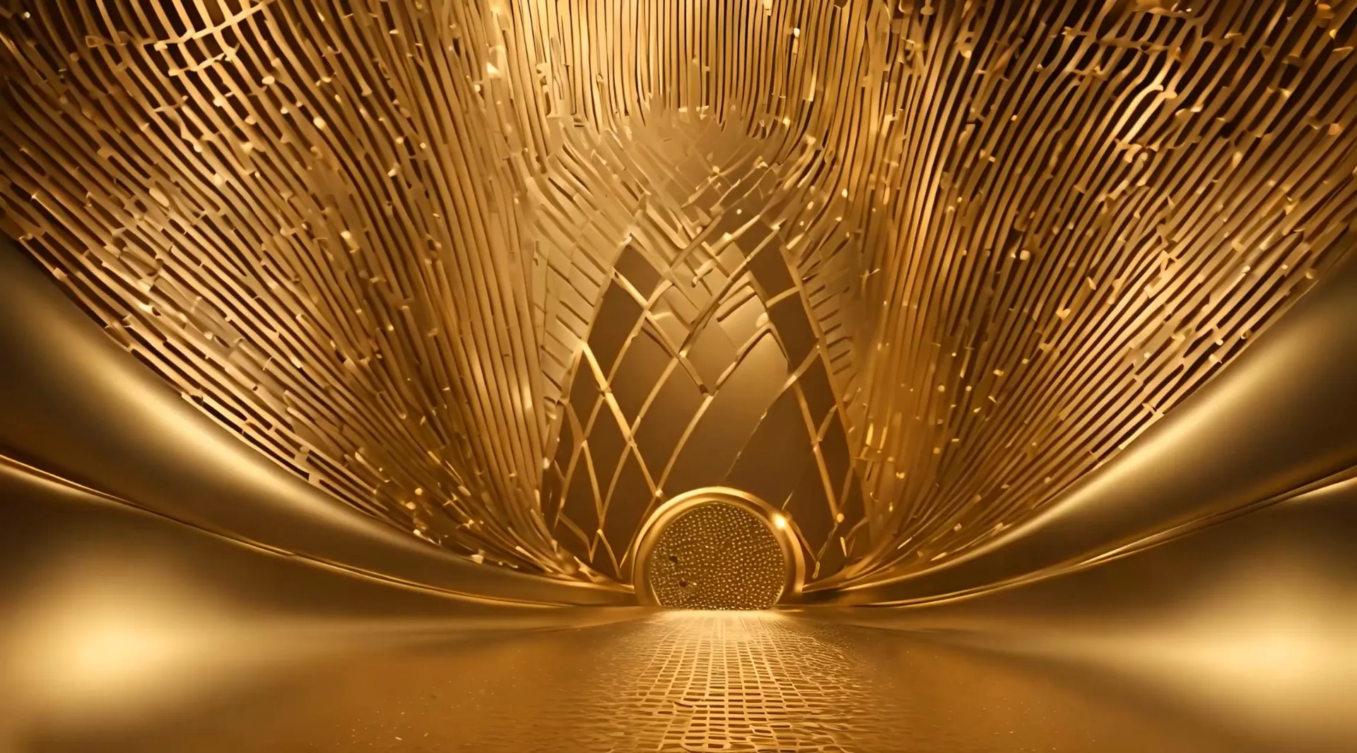 Abstract Geometric Gold Corridor Video